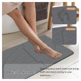 Jiloma 32 * 20 Stone Bath Mat Extra Large Diatomaceous Earth Non-Slip Shower Mat Quick Drying Diatomite Stone Mats for Bathroom Floor/Ktichen Counter Super Absorbent Natural Easy to Clean Grey - Retai