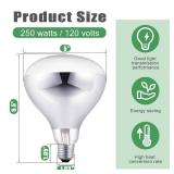 VIHOSE 30 Pack 250 Watt Heat Lamp 120v R40 Heat Lamp Bulbs Glass Incandescent Light Bulbs Incandescent Heating Lightbulbs for Reptiles Chicks Food Puppies Bathroom, Use E26 Base (Silver) - Retail: $15