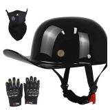 XINGSILUC Baseball Motorcycle Helmet - Half Helmet Motorcycle Men Women for Bike Cruiser Chopper Moped Scooter with Gloves and Masks, Dot Approve - Black,M - Retail: $46