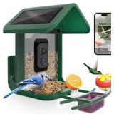Bird Feeder with Camera Solar Powered : Smart Camera Bird Feeder 2K Live Feed Cam for Backyard - AI Identify Auto Capture Videos Pictures, Gifts for Birdlover Mom Dad, 2.4GHz WiFi - Retail: $126