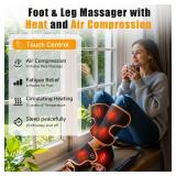 Banspol Leg Massager with Heat and Compression, Foot and Calf Massager for Circulation and Pain Relief, Compression Boots with Handheld Controller, 6 Modes 3 Intensities, Gift for Mom Dad - Retail: $9