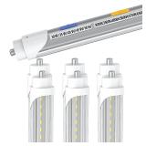 T8 T12 8FT LED Bulbs, 8FT Tube Lights 6CCT 3000K-6500K/5 Power(30W-50W Adjust), Super Bright FA8 Single Pin Base Type B Bulbs, 8 Foot Fluorescent Tube Replacement, Ballast Bypass, ETL DLC(6 PCS Clear)