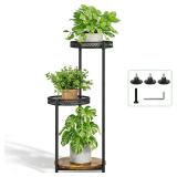 Atpddpey Plant Stand Indoor Outdoor,3 Tier Metal Wood Plant Stand for Multiple Plants,Black Tall Narrow Plants Display Organizer for Corner Living Room Porch Patio Garden Office - Retail: $26