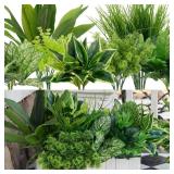 Clycaloor 18Pcs Outdoor Artificial Boxwood UV Resistant Fake Stems Plants, Faux Plastic Greenery for Indoor Outside Hanging Plants Garden Porch Window Box Home Wedding Farmhouse DÃ©cor - Retail: $31