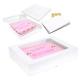 Huoshange 5 Pack 19x14x4 Inch Auto-Popup Large Rectangle Cake Boxes with Thick Cake Boards, Half Sheet Bakery Boxes for Pastry Baking,Cupcake,Muffins & Pie - Retail: $36