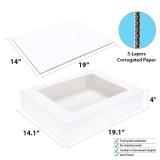 Huoshange 5 Pack 19x14x4 Inch Auto-Popup Large Rectangle Cake Boxes with Thick Cake Boards, Half Sheet Bakery Boxes for Pastry Baking,Cupcake,Muffins & Pie - Retail: $36