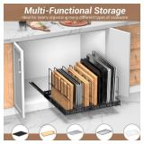Housolution Pull Out Large Baking Tray and Cookie Sheet Organizer, 13\'-22\' Width Expandable Cutting Board Organizer with 8 Adjustable Dividers, 20\' Deep Bakeware Muffin Pan Storage Rack for Cabinet