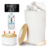 Uoxfill Upgrade Foldable Towel Warmer for Bathroom - 23L Luxury Heated Towel Warmers Bucket with Time Setting,Auto Shut Off,Fits Up to Two 40\'X70\' Oversized Towels,Bathrobes,Blankets White - Retail: