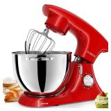 DOBBOR Stand Mixer,7.2-QT 6-Speed Tilt-Head Electric Stand Mixer,Kitchen Electric Mixer with Dough Hook, Wire Whip & Beater,Food Mixer for Baking, Cake and Most Home Cooks (Red) - Retail: $140