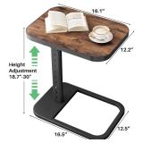 Kitstorack TV Tray Table, Adjustable Height & Flip-Top & Rounded Metal Corners, Snack Table for Couch, Sofa, Bed, Chair, Living Room, C Shaped End Side Table for Eating, Dinner or Laptop, Small Spaces