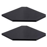 Fun Memories Corner Shelf Wall Mount, Floating Corner Shelves, Set of 2 Corner Wall Shelf Organizer, Rustic Wood Wall Storage Display Shelves for Living Room Bedroom Bathroom Kitchen, Classic Black - 