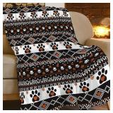 Lovira Dog Throw Blanket Dog Paw Print Throw Blankets Gifts Stuff Decor Flannel for Lover Men Women 40"x50" - Retail: $20