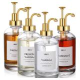 MHDCLY Coffee Bar Accessories, Coffee Syrup Dispenser - 4pack,16.9oz Syrup Dispenser with Labels,Syrup Pump Dispenser for Coffee Bar(Gold Pump) - Retail: $22