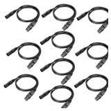 WorldLite 3.2ft DMX Cable, 10PCS 1 Meter DMX Signal Cables Signal Wires, 3-Pin XLR Male to Female Stage Light Signal Cable with Metal connectors, Connection for DMX512 Stage & DJ Lighting fixtures - R