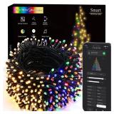 BrizLabs Smart Christmas Lights, 180FT 500 LED Color Changing Christmas Lights with App/Voice Control, Dimmable Warm White & Multicolor Mini Light String, Decorative Xmas Light for Indoor Outdoor Tree