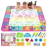 Aqua Water Doodle Mat - Kids Drawing Mat Toddlers Educational Toys for Age 3 4 5 6 7 8 Year Old Boys Girls Gifts - Neon Color Mat Doodle Board Writing Drawing Toys Holiday Christmas Birthday Gifts (Pr