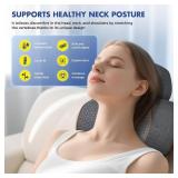 3-in-1 Neck Massager Pillow with Heating and Cervical Traction - Deep Tissue Massage for Pain Relief, Ergonomic Shoulder Massage Pillow, Neck Hump Corrector Ideal Gift for Women and Men Corded