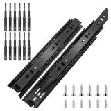 12 inch Ball Bearing Drawer Slides 6 Pairs (12pcs) - 100LB Capacity, Full Extension Side Mount Slides for Kitchen Cabinets, Wardrobes, Office Furniture (Black 12inch) - Retail: $31