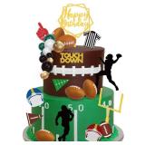 28 Pieces Football Cake Topper Football Players Cupcake Toppers Rugby Ball Happy Birthday Cake Picks Sports Theme Cake Decorations for Game Day Birthday Party Baby Shower Supplies - Retail: $9