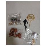 28 Pieces Football Cake Topper Football Players Cupcake Toppers Rugby Ball Happy Birthday Cake Picks Sports Theme Cake Decorations for Game Day Birthday Party Baby Shower Supplies - Retail: $9