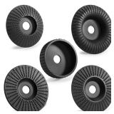 Hedume Set of 5 Angle Grinder Wood Carving Disc for 4" or 4 1/2" Attachments with 5/8 inch Arbor, Stump Tool Grinding Wheel Shaping, Wood Shaping Disc Grinder Cutting Wheel Grinding Disk Attachments -