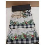 Tailus Warm Winter Wishes Mitten Kitchen Rugs Set of 2, Buffalo Plaid Check Bow Red Berry Farmhouse Kitchen Mats Decor, Christmas Holiday Floor Door Mat Home Decorations -17x29 and 17x47 Inch - Retail