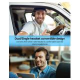 TECKNET Bluetooth Trucker Headset, Single and Dual Ear Wireless Headset with Mic for Work Noise Cancelling, 50Hrs 3 EQ Music Modes Trucker Bluetooth Headphones for PC, Drivers, Office, Call Center - R