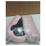 urnexttour Travel Pillow and Blanket Set Neck Pillows Soft Blankets with Sleep Mask Travel Essentials for Airplane Car Memory Foam Pink - Retail: $31