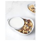 LE TAUCI Chip and Dip Bowls, Anti-Soggy Cereal Bowl, Soup and Side/Cracker Bowls Sets for Breakfast, Soup and Sandwich, Bread Dipping Bowls, Set of 2, White - Retail: $40