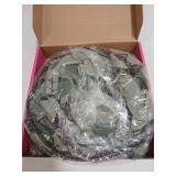 Hairui Lighted Artificial Eucalyptus Garland 6FT 96 LED Battery Operated Faux Vine Lights with Timer for Spring Wedding Backdrop Wall Decoration - Retail: $30