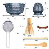 HOYWOUL Matcha Whisk Set, 8pcs Matcha Kit for Ceremony, Matcha Bowl Set Include Bamboo Whisk, Holder and Bowl, Macha Tea Set for Making Breakfast/Latte, Tea Gifts for Girls Women