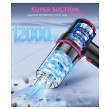 CODN Handheld Car Vacuum Portable Cordless 12000PA, 2 in 1 Handheld Vacuum Cleaner and Air Duster with Multi-Nozzles and LED Light, Mini Hand Held Vacuum Rechargeable for Home, Car, Office, Pet Hair (