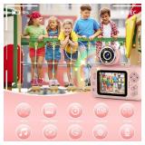 Makolle Upgrade Kids Selfie Camera,Chritmas Birthday Gift for 3-9 Years Old Girls,Portable Toy for 3 4 5 6 7 8 9 Year Children,Toddler 1080HD Digital Video Camcorder Camera with 32G SD Card Pink - Ret