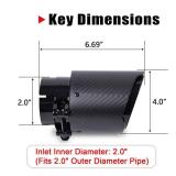 Carbon Fiber Exhaust Tip 2" Inlet to 4"Outlet, Universal Tailpipe 2 Inch Exhaust Muffler Tip (Matte) - Retail: $30