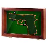 Silipull Gun Display Case with Lock Wall Mount Wooden Pistol Display Case W/ 98% UV Protection Acrylic Clear Door Gun Shadow Box Stand Rack Holder for Collection(Reddish Brown,1gun Displaycase) - Reta