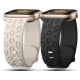 IKANFI 2Pack Leopard Engraved Bands Compatible with Apple Watch Band 49mm 46mm 45mm 44mm 42mm Women, Silicone Cheetah Sport Strap for iWatch Series SE 10 9 8 7 6 5 4 3 2 1,Ultra-BKSL-42 - Retail: $9