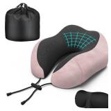 Phent zari Neck Travel Pillow, Upgraded Memory Foam Pillow for Airplane, Machine Washable, Adjustable Flight Pillow, Suitable for Sleeping Airplane, Car, Office and Home (Pink) - Retail: $14