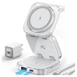 5-in-1 Wireless Charger for MagSafe, AC ISLAND Portable Travel Charging Station, 35W Max Fast Foldable Magnetic Stand, Evolved for iPhone 17-12 & Air Series, Apple Watch, AirPods (with 35W Adapter) - 