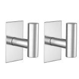 VAEHOLD Wall Towel Hooks, Heavy Duty Sticky Holder Waterproof Towel Hooks for Hanging Coat, Clothes, Closet Hook Wall Mount for Kitchen (Silver, 2 Pack) - Retail: $10