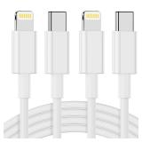 USB C to Lightning Cable 2Pack 3FT [MFi Certified], iPhone Fast Charger Cable Power Delivery iPhone Cables Type C iPhone Charger Cord Fast Charging for 14/13/12/11/XS/XR/X/8/7/6, iPad, AirPods - Retai