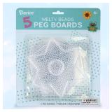 Darice Fuse Beads Pegboards 5pcs - 5mm Melty Beads Peg Board, Clear Plastic Boards Kit for Kids and Adults - 3" Square, Circle, Heart, Star, Hexagon - Retail: $8