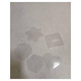 Darice Fuse Beads Pegboards 5pcs - 5mm Melty Beads Peg Board, Clear Plastic Boards Kit for Kids and Adults - 3" Square, Circle, Heart, Star, Hexagon - Retail: $8