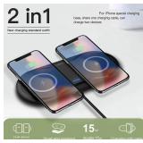 30Watt Dual Wireless Charging Pad for Multiple Devices, Dual 15W Charging Pad for iPhone 16/15/14/13/12/11/X,for Samsung Galaxy S25/S24/S23/S22/S21/S20/S10, and More. with USB-C Cable - Retail: $18