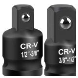2PCS Impact Socket Adapter and Reducer Set, 1/2" to 3/8" & 3/8" to 1/2" Inch Square Drive Wrench Adapter, CR-MO Steel, for Drill, Breaker Bar, Ratchet Drive, Christmas Stocking Stuffers for Adults - R