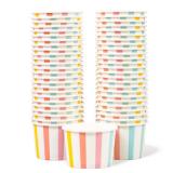 MATICAN Paper Ice Cream Cups - 50-Count 4-Oz Disposable Dessert Bowls for Hot or Cold Food, 4-Ounce Party Supplies Treat Cups for Sundae, Frozen Yogurt, Soup, Pastel Stripes - Retail: $7