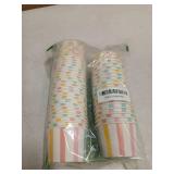 MATICAN Paper Ice Cream Cups - 50-Count 4-Oz Disposable Dessert Bowls for Hot or Cold Food, 4-Ounce Party Supplies Treat Cups for Sundae, Frozen Yogurt, Soup, Pastel Stripes - Retail: $7