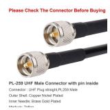 XRDS -RF PL-259 UHF CB Coax Cable 6ft, 50 ohm KMR400 PL-259 UHF Male to SO-239 Male Connector Low Loss Coaxial Cable for HAM & CB Radio, Antenna Analyzer, Dummy Load, AIS Antenna, SWR Meter - Retail: 