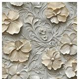 COKCOKR 3D Floral Peel and Stick Wallpaper,17.71"x118.1" Grain Floral and Leaves Self Adhesive Removable Texture Wallpaper for Bedroom Renter Friendly Contact Paper for Bedroom Bathroom Shelf Liner - 