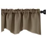 Deconovo Valances for Windows, Kitchen Valance for Living Room Bedroom Cafe Office, Scalloped Room Darkeing Small Curtain, Window Topper, Rod Pocket, Machine Washable, 52x18 Inch, 1 Panel, Khaki - Ret