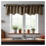 Deconovo Valances for Windows, Kitchen Valance for Living Room Bedroom Cafe Office, Scalloped Room Darkeing Small Curtain, Window Topper, Rod Pocket, Machine Washable, 52x18 Inch, 1 Panel, Khaki - Ret